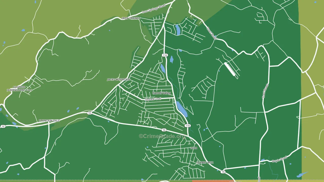 Carroll Valley, PA Map of Theft Rates