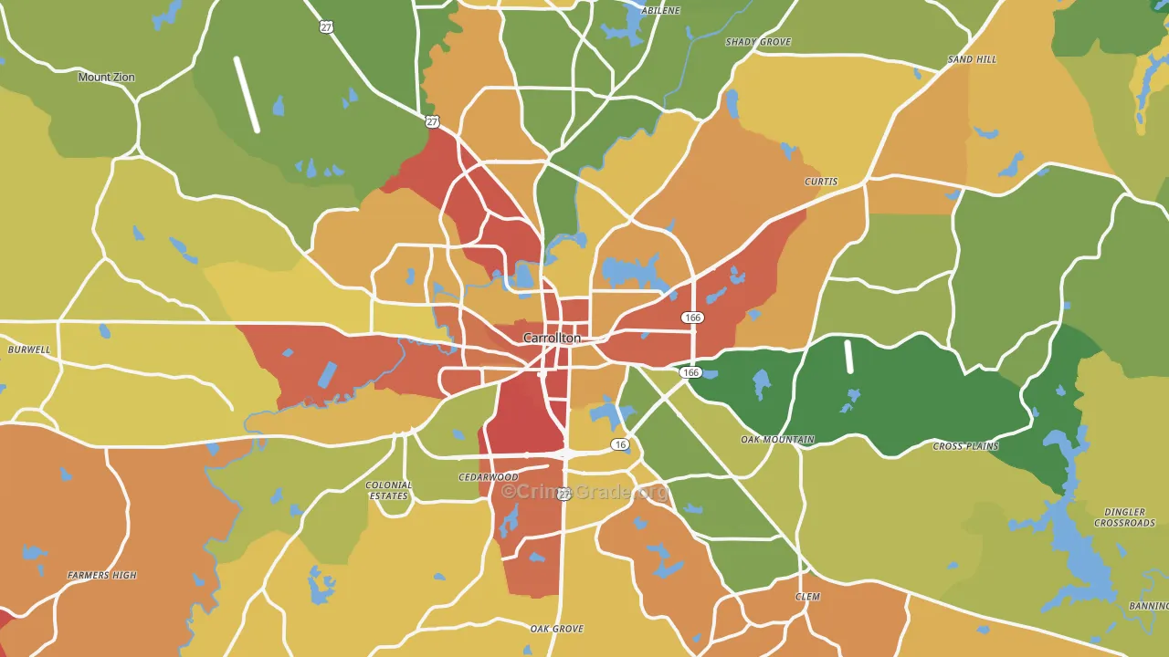 Carrollton, GA Map of Theft Rates