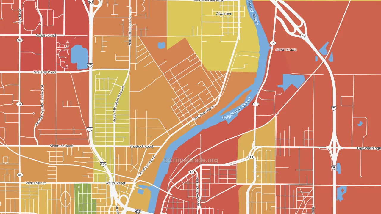 Carrollton, MI Map of Theft Rates