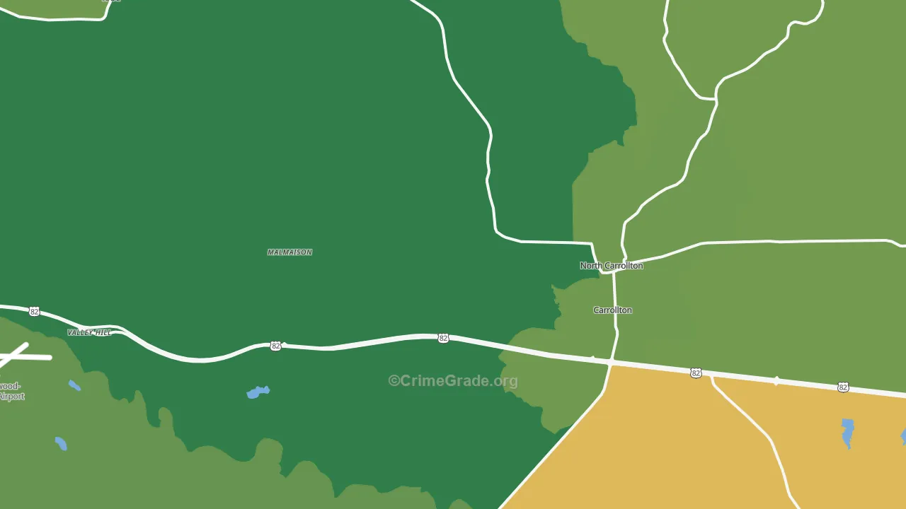 Carrollton, MS Map of Theft Rates