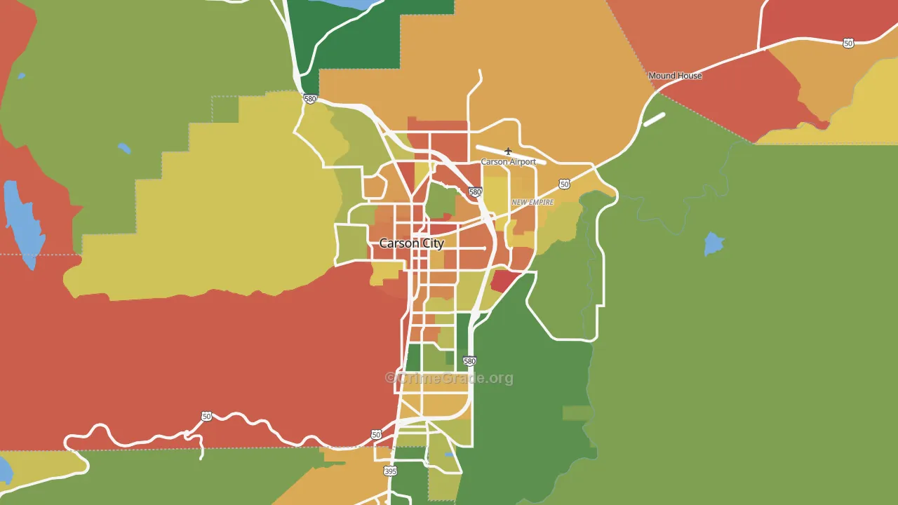 Carson City, NV Map of Theft Rates