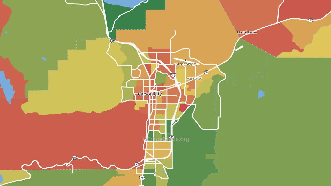 Carson City, NV Map of Theft Rates