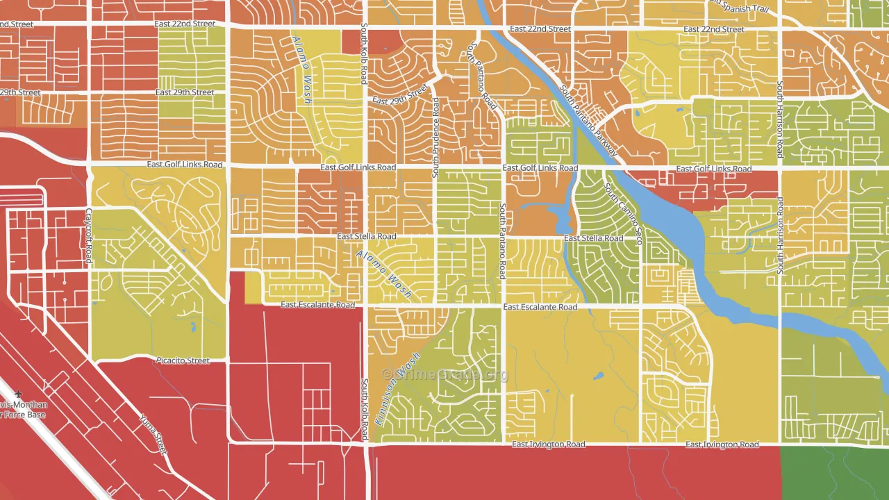 Carson Corner, Tucson, AZ Map of Theft Rates