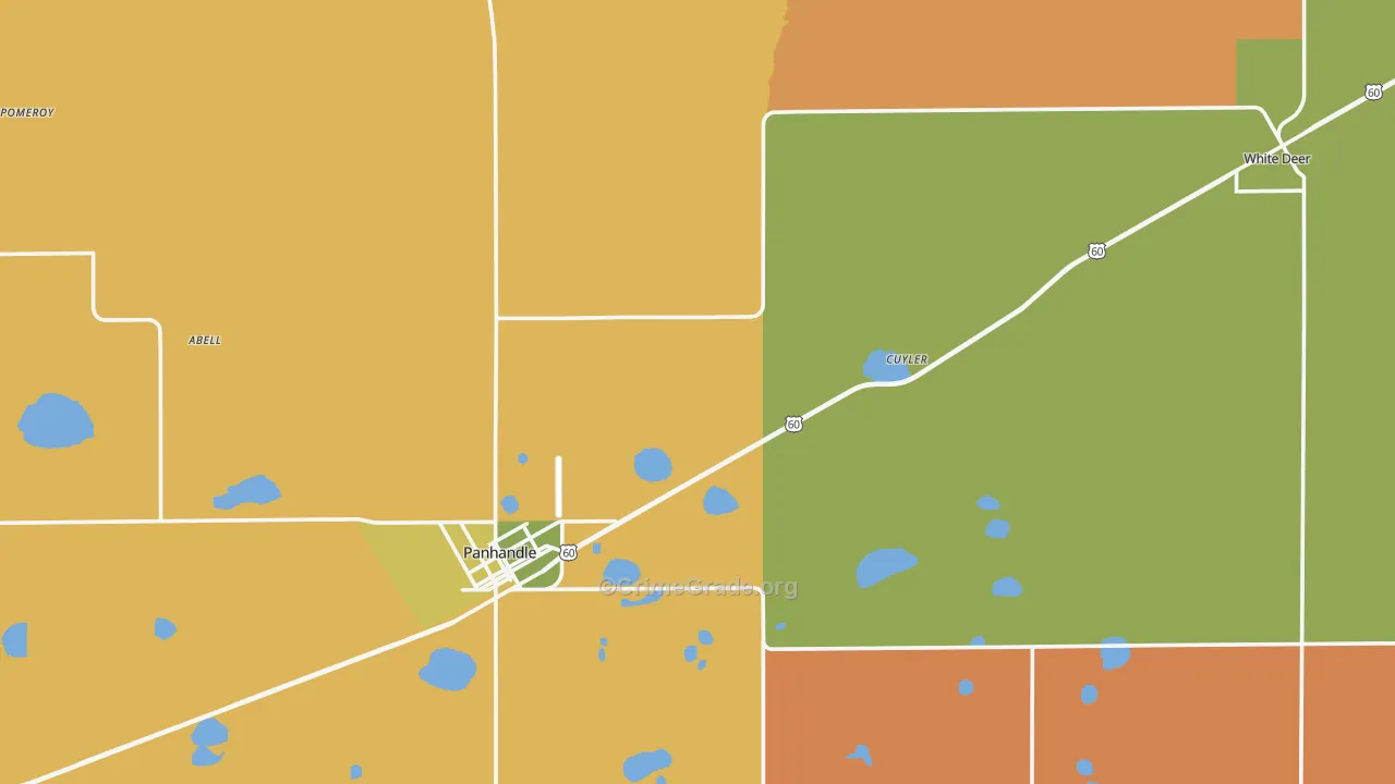 Carson County, TX Map of Theft Rates