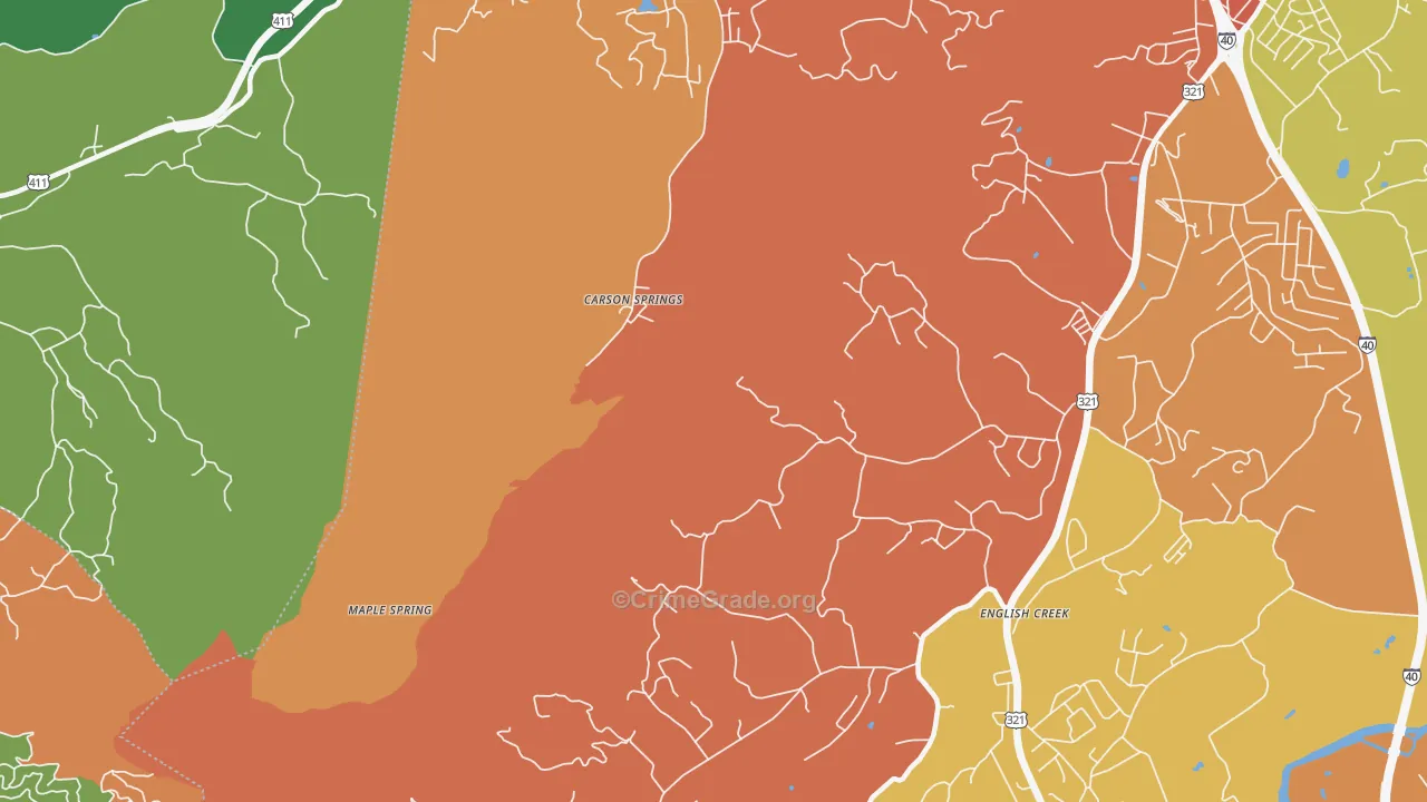 Carson Spring, TN Map of Theft Rates