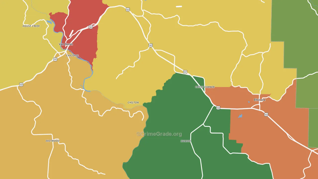 Carter County, MO Map of Theft Rates