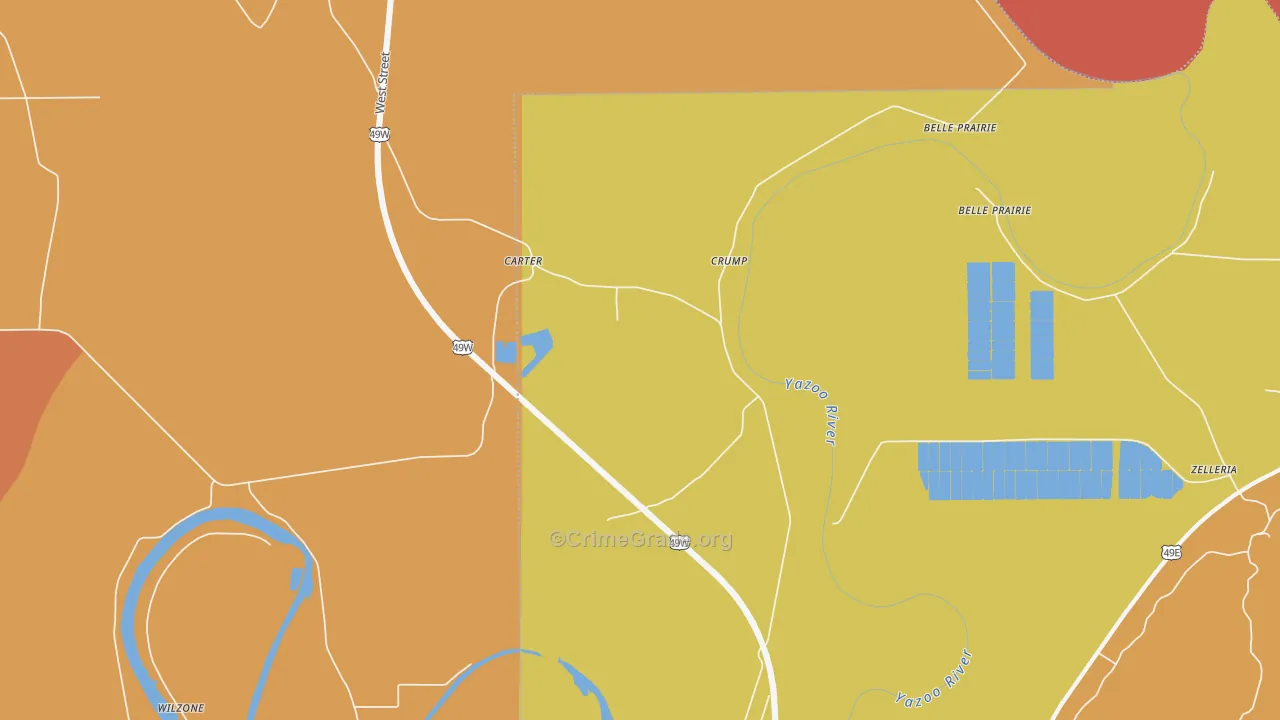 Carter, MS Map of Theft Rates