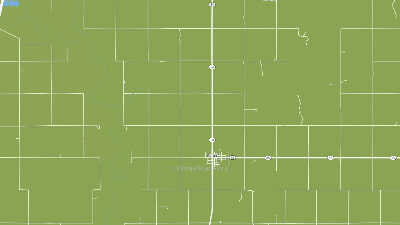 Carter, OK Map of Theft Rates