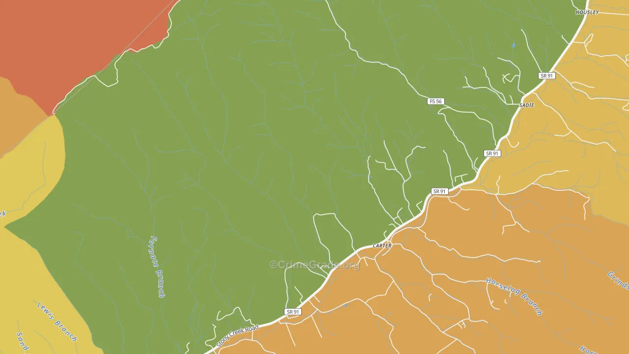 Carter, TN Map of Theft Rates