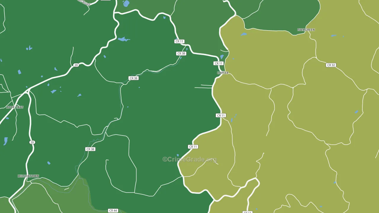 Carter, WV Map of Theft Rates