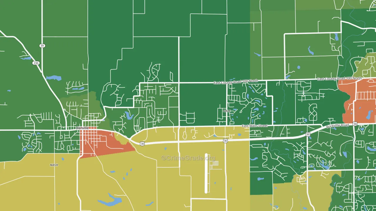 Cartersburg, IN Map of Theft Rates