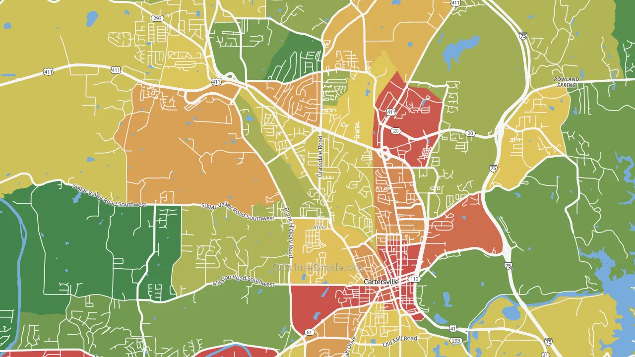 Cartersville, GA Map of Theft Rates