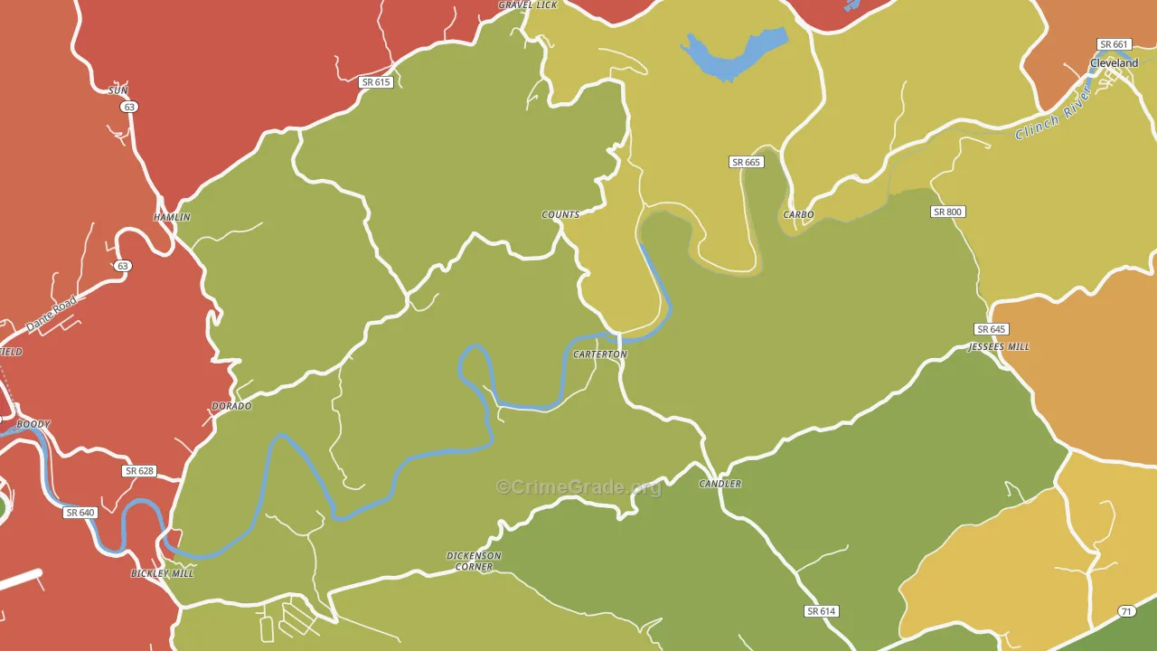 Carterton, VA Map of Theft Rates