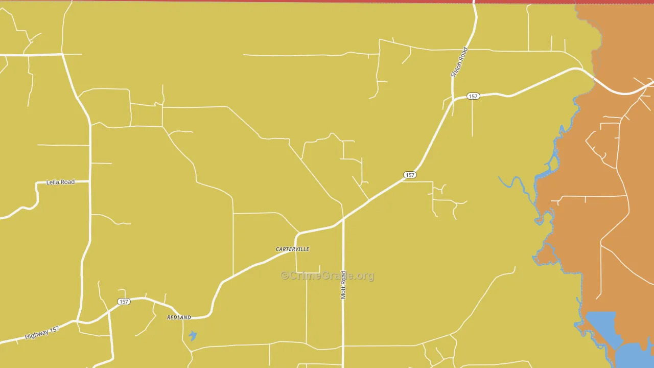 Carterville, LA Map of Theft Rates
