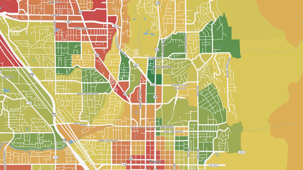 Carterville, Provo, UT Map of Theft Rates