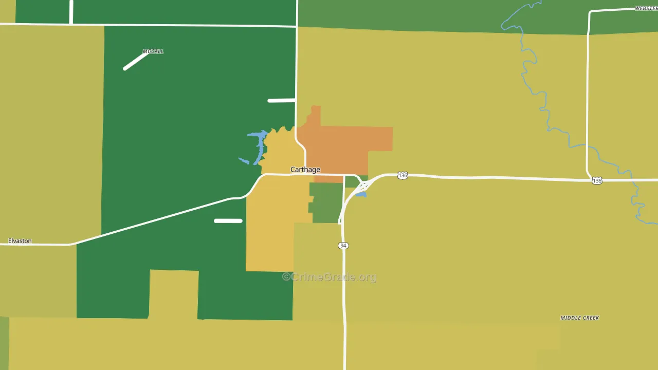 Carthage, IL Map of Theft Rates