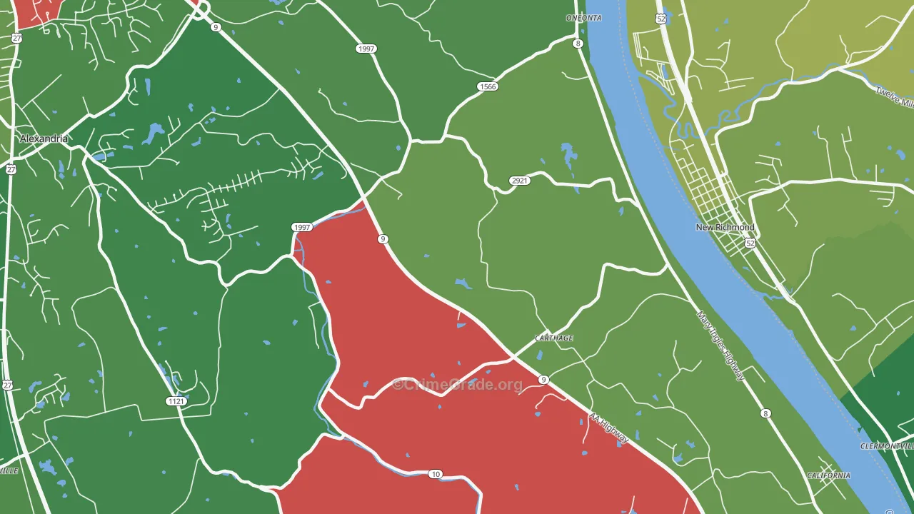 Carthage, KY Map of Theft Rates