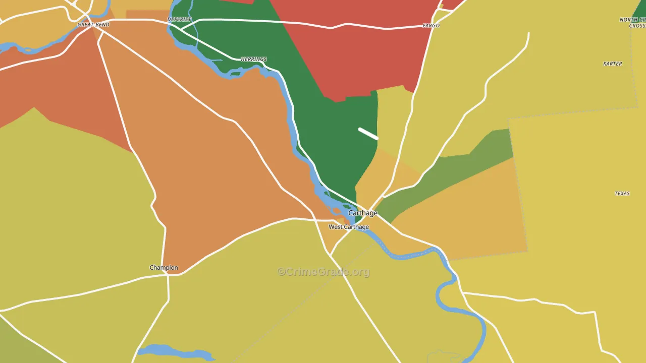 Carthage, NY Map of Theft Rates