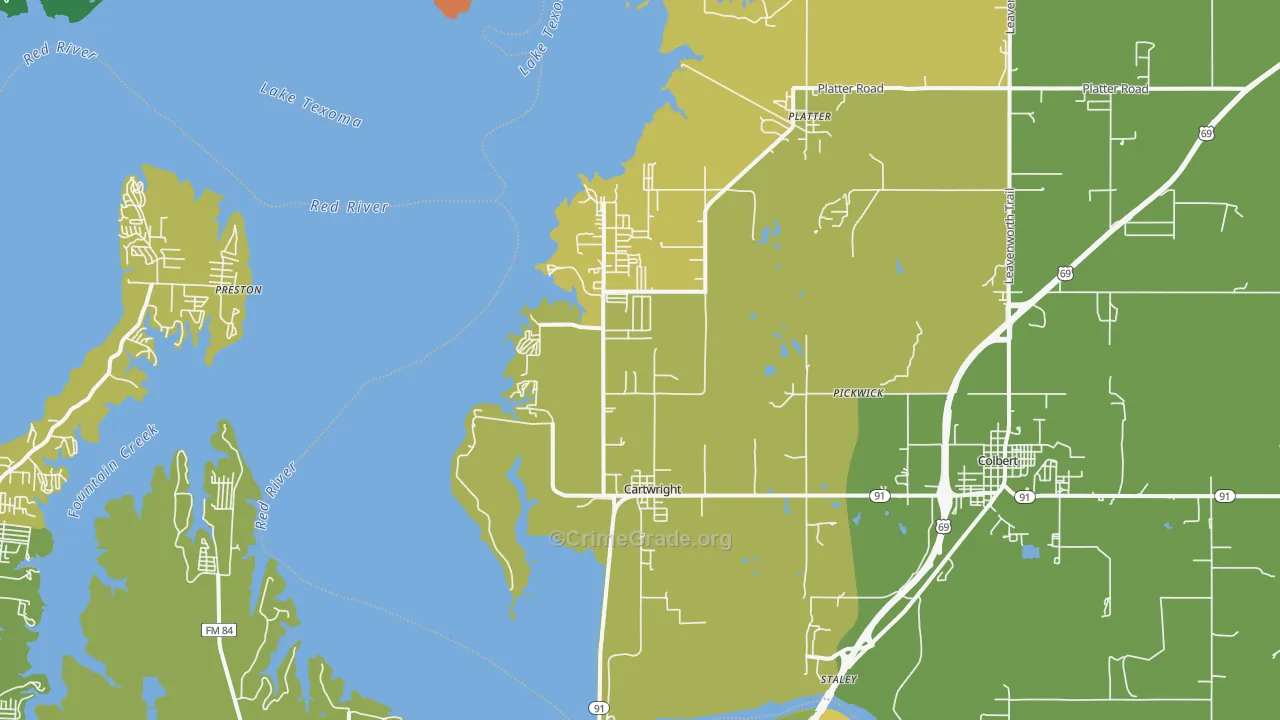 Cartwright, OK Map of Theft Rates