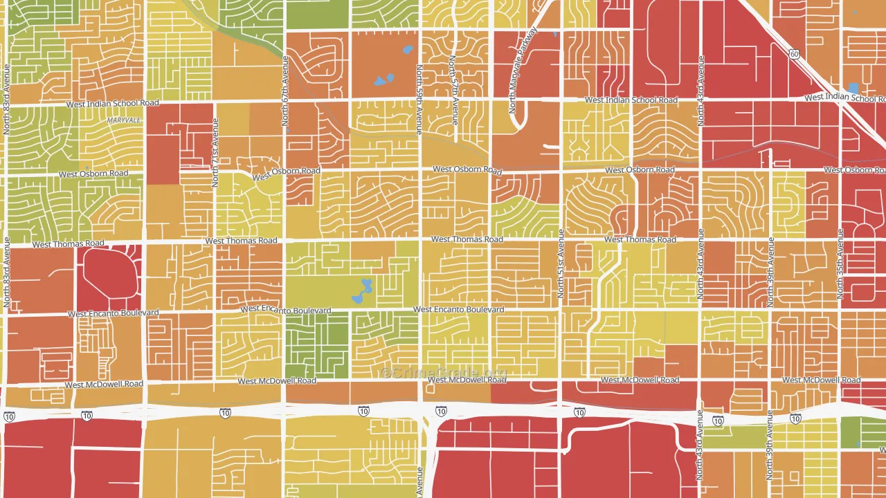 Cartwright, Phoenix, AZ Map of Theft Rates