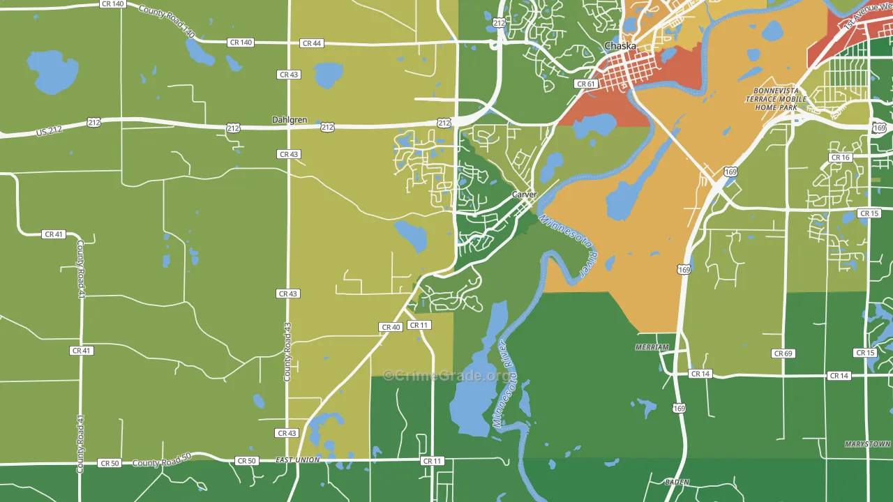 Carver, MN Map of Theft Rates