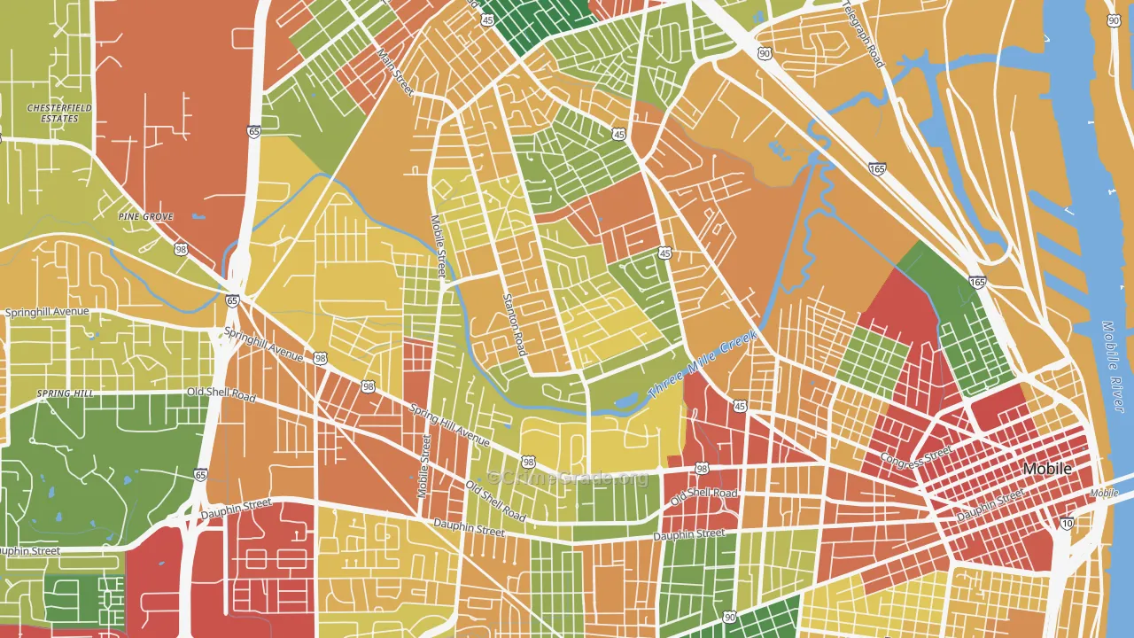 Carver, Mobile, AL Map of Theft Rates