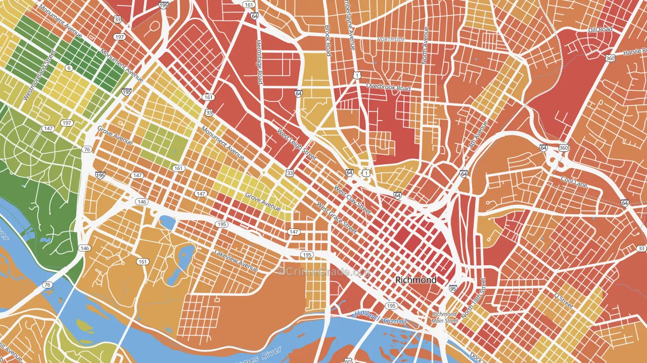 Carver-Richmond, Richmond, VA Map of Theft Rates