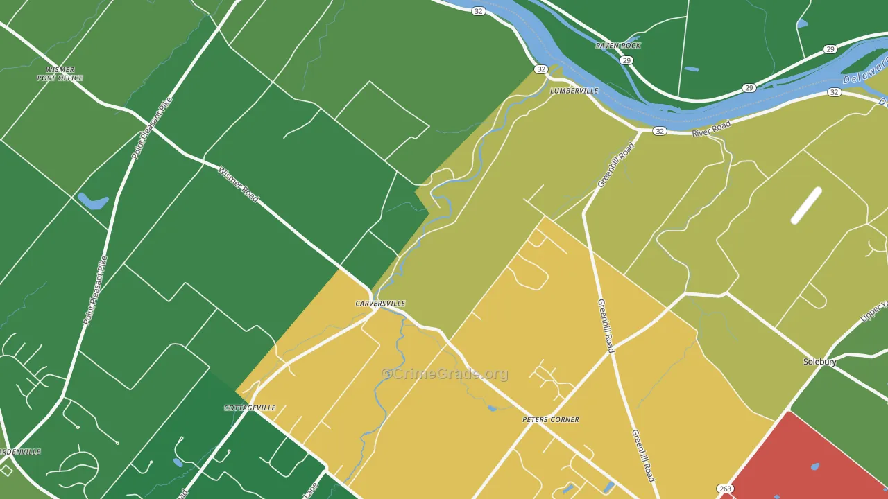 Carversville, PA Map of Theft Rates