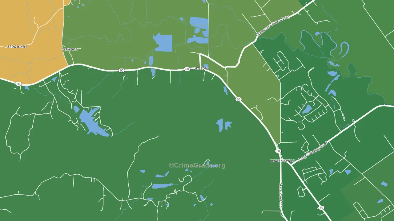 Carwood, IN Map of Theft Rates