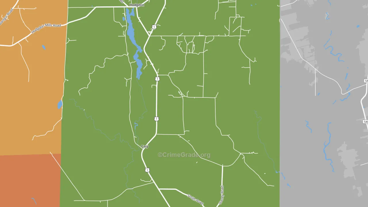 Cary, ME Map of Theft Rates