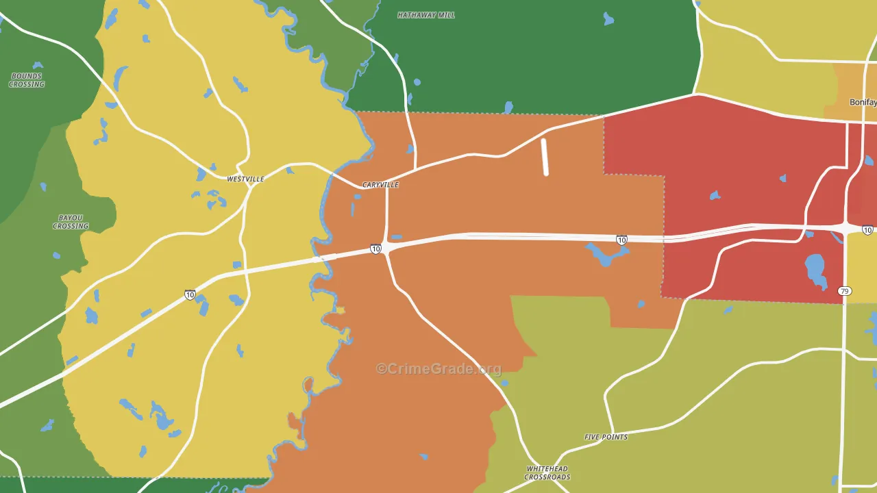 Caryville, FL Map of Theft Rates