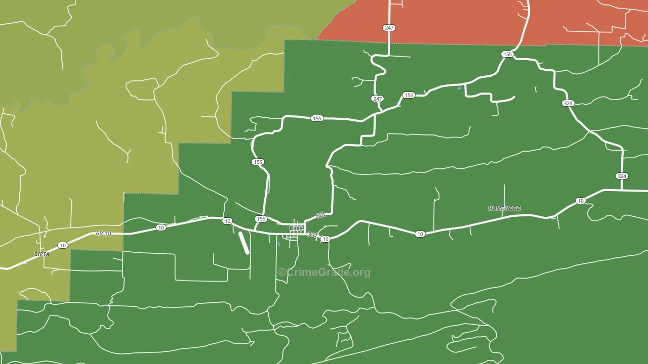 Casa, AR Map of Theft Rates