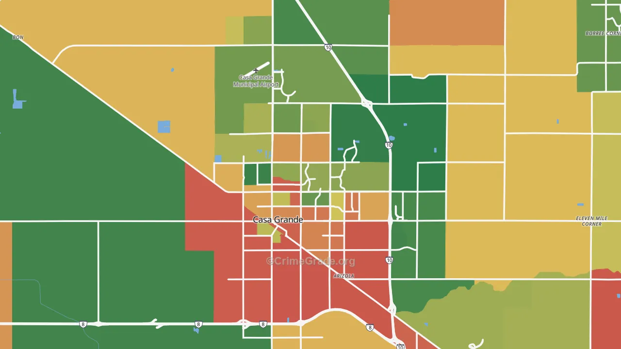Casa Grande, AZ Map of Theft Rates