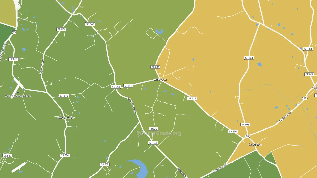Casanova, VA Map of Theft Rates