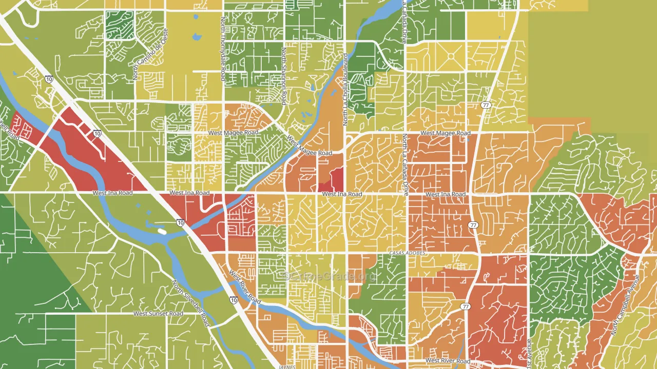 Casas Adobes, AZ Map of Theft Rates