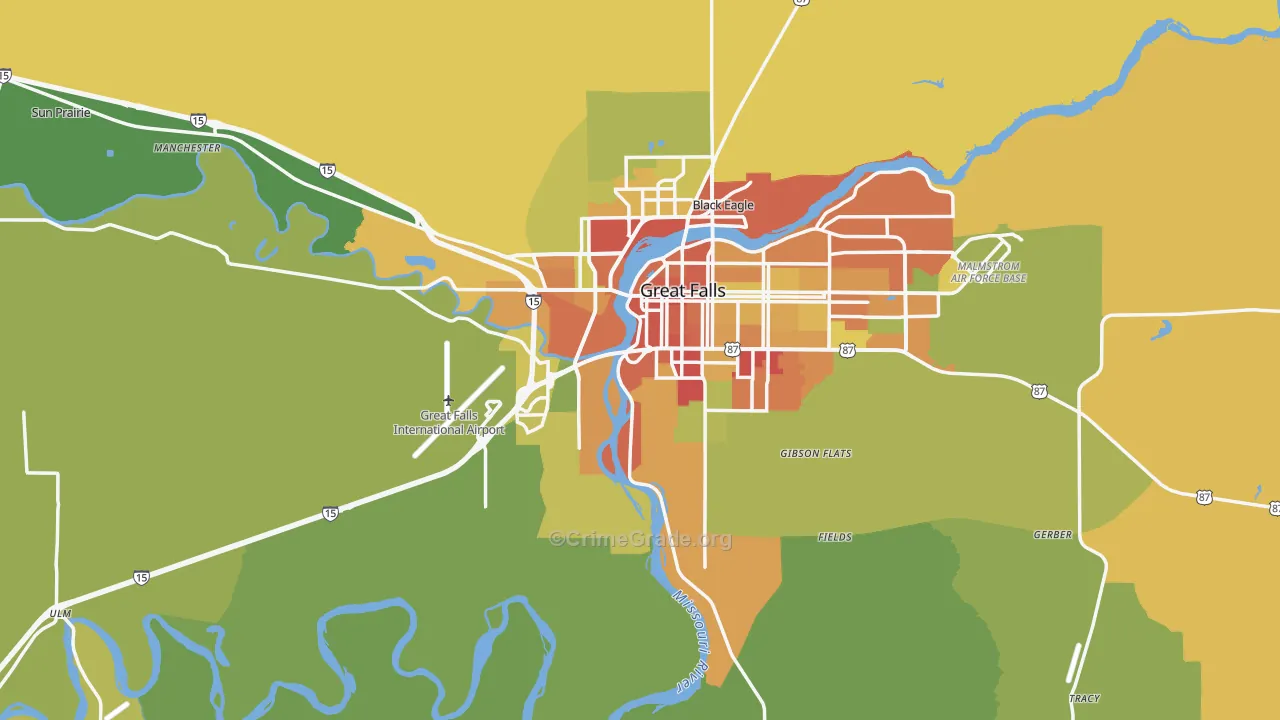 Cascade County, MT Map of Theft Rates