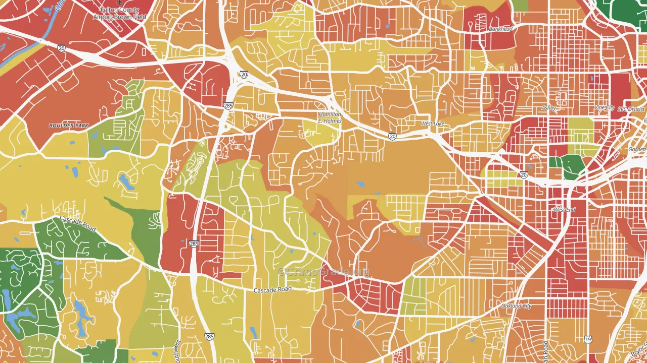 Cascade Heights, Atlanta, GA Map of Theft Rates