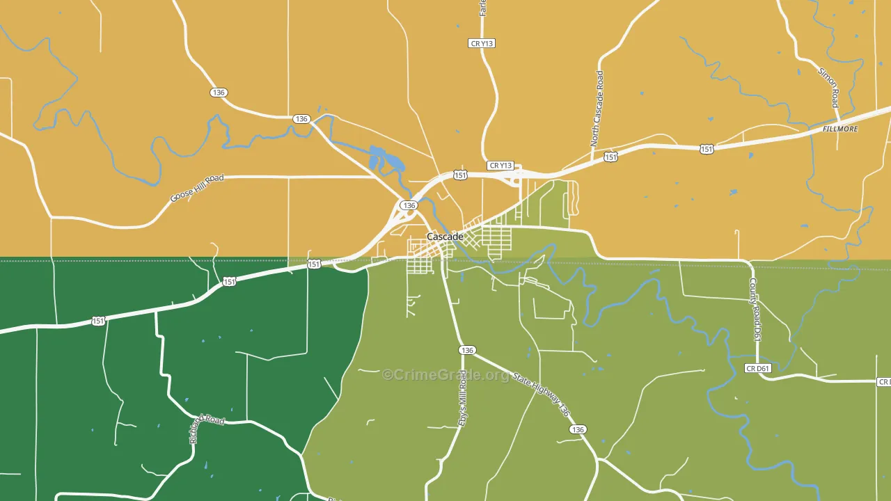 Cascade, IA Map of Theft Rates
