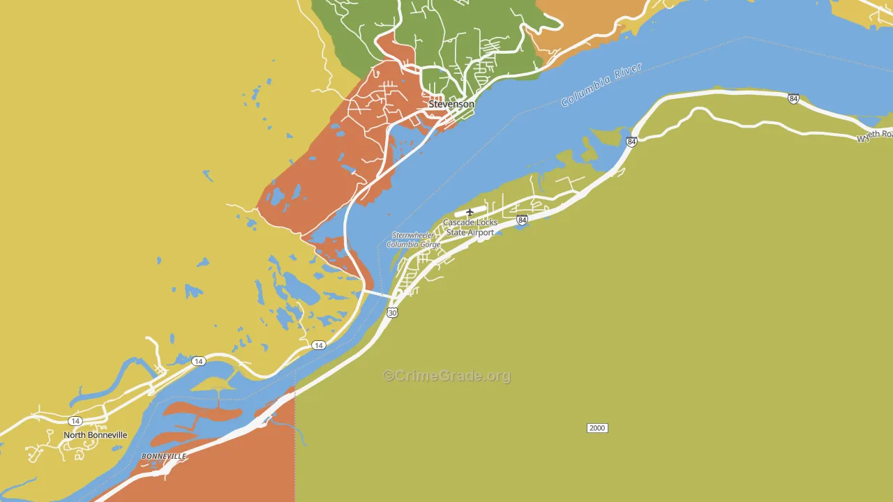 Cascade Locks, OR Map of Theft Rates