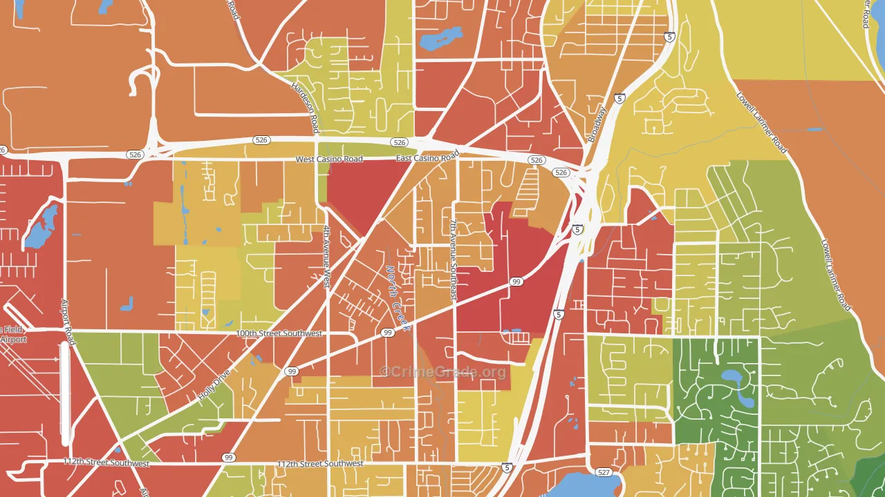 Cascade View, Everett, WA Map of Theft Rates
