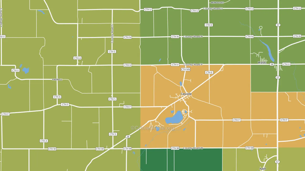 Cascade, WI Map of Theft Rates