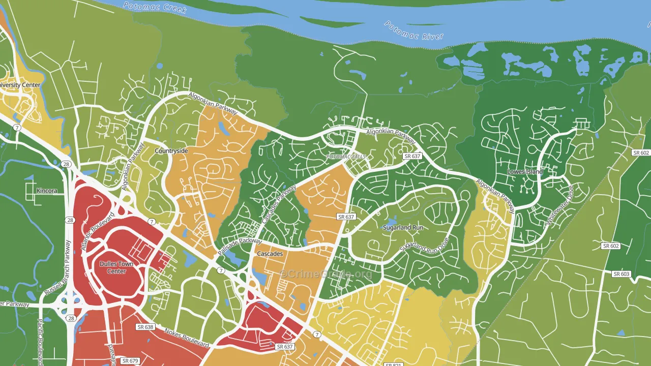 Cascades, VA Map of Theft Rates