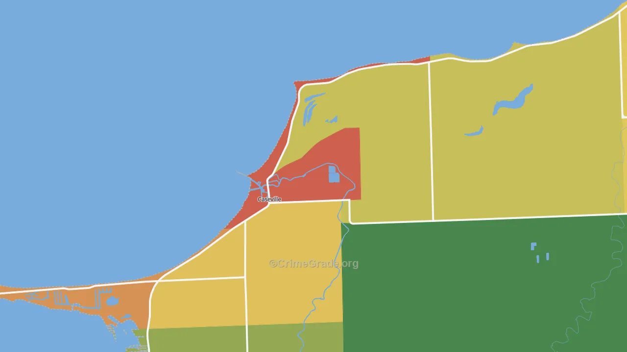 Caseville, MI Map of Theft Rates