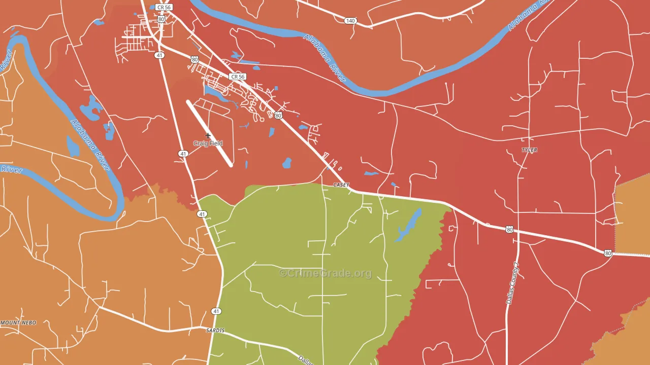 Casey, AL Map of Theft Rates