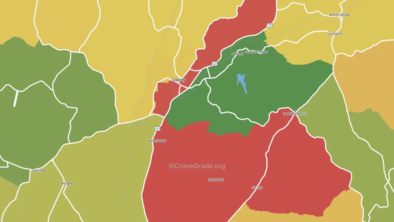 Casey County, KY Map of Theft Rates