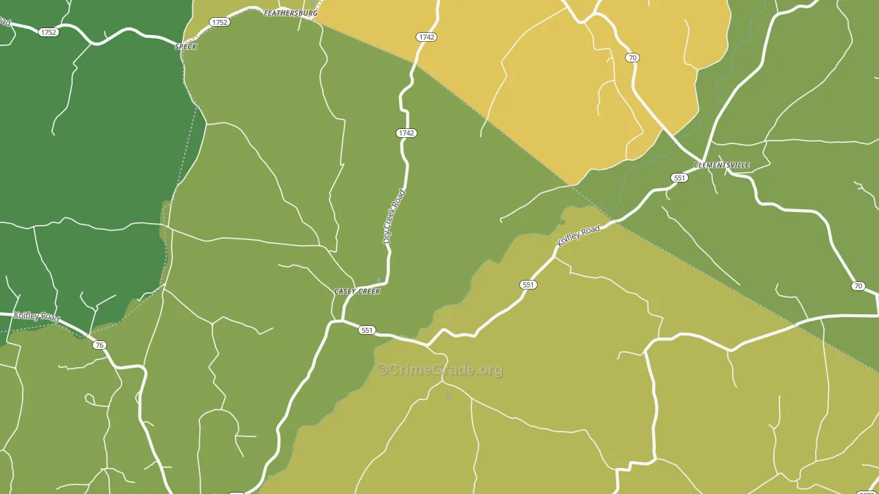 Casey Creek, KY Map of Theft Rates