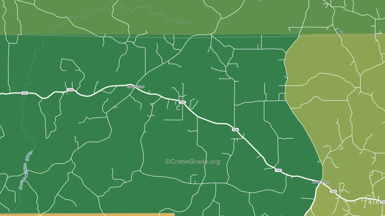 Caseyville, MS Map of Theft Rates