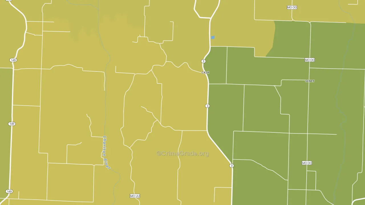 Cash, MO Map of Theft Rates
