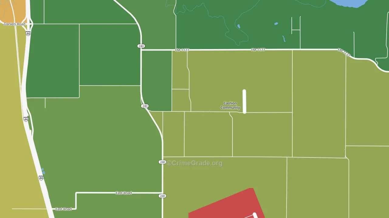 Cashion Community, TX Map of Theft Rates