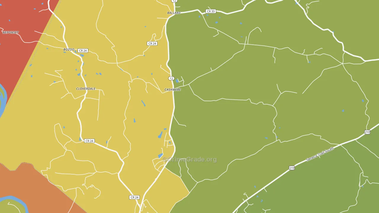Cashmere, WV Map of Theft Rates